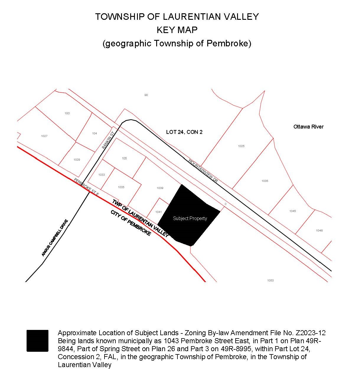 Key map of Zoning by-law amendment file no. Z2023-12.