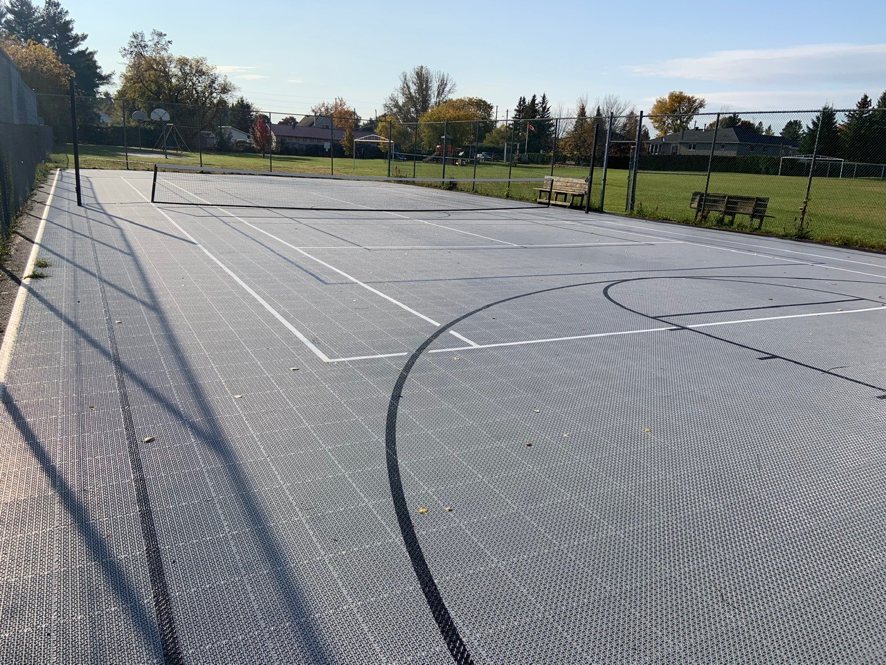 New multi-sport court surface.
