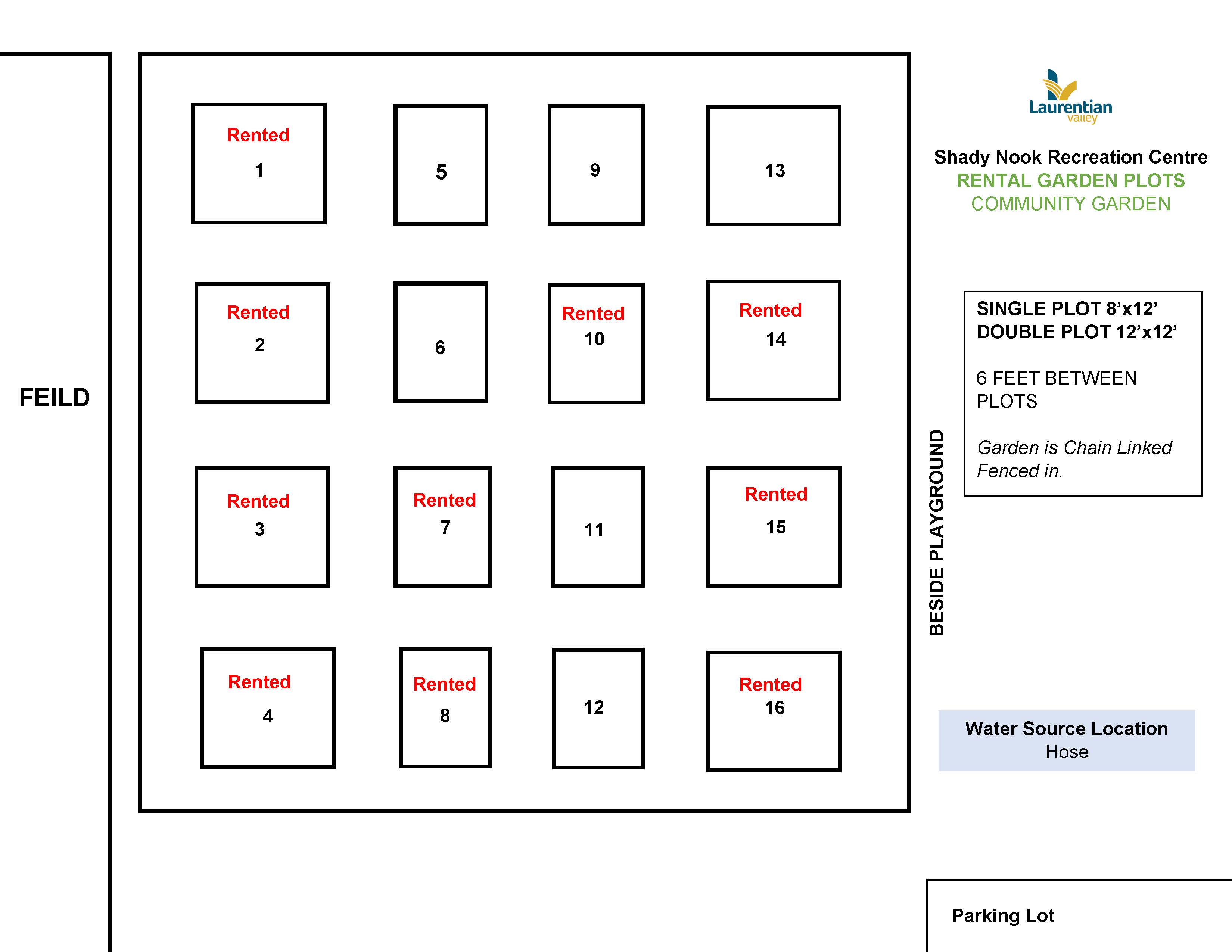 Image of available plots for Shady Nook Community Garden.