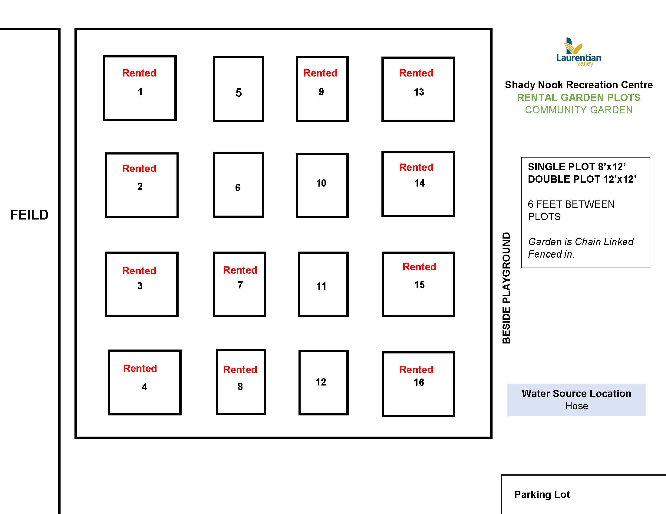 Image of available plots at Shady Nook Rec Centre.