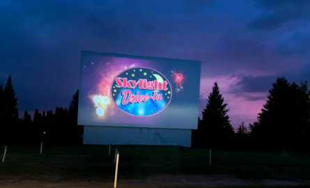 Skylight Drive-In logo on the big screen.