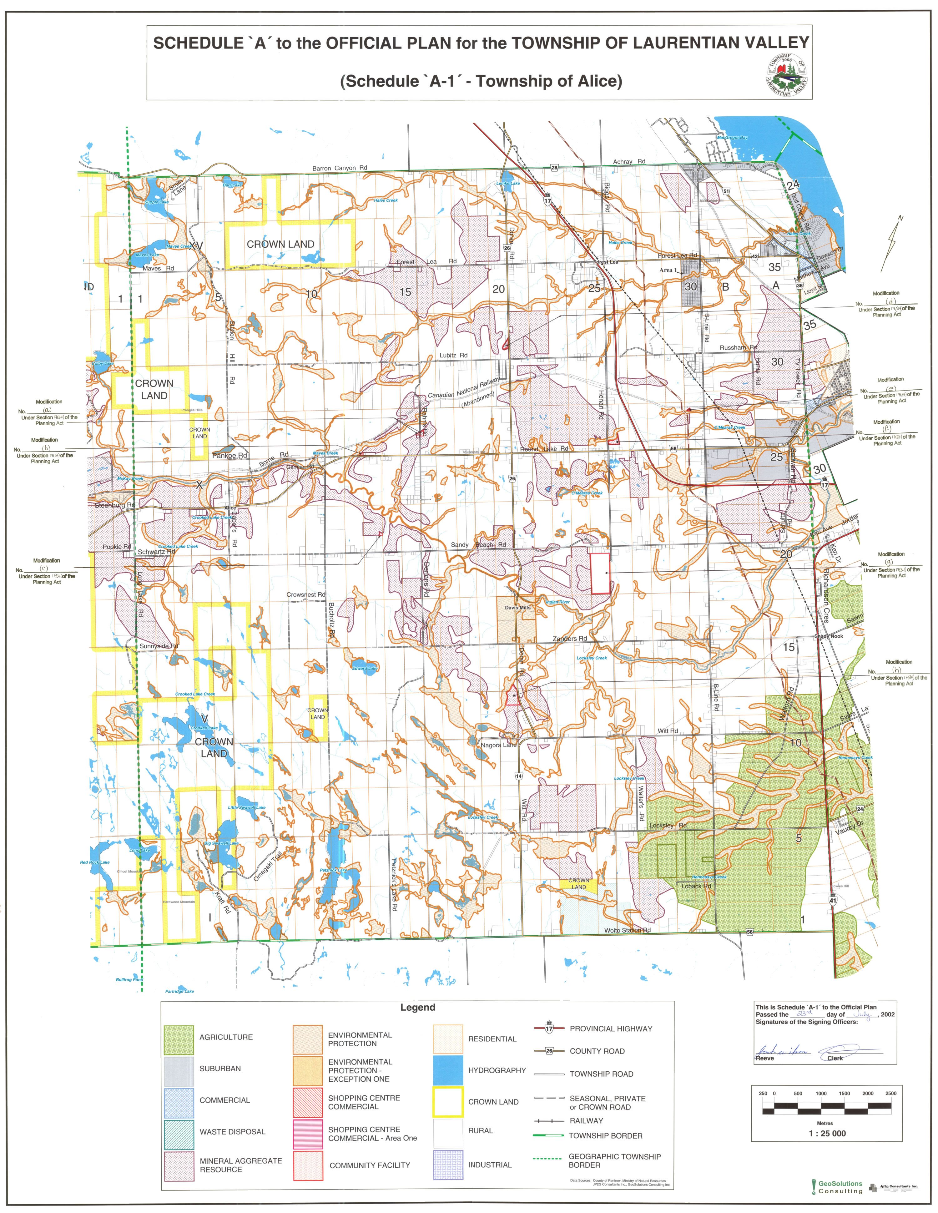 A map of schedule A to the Official Plan for the Township of Laurentian Valley - Township of Alice.