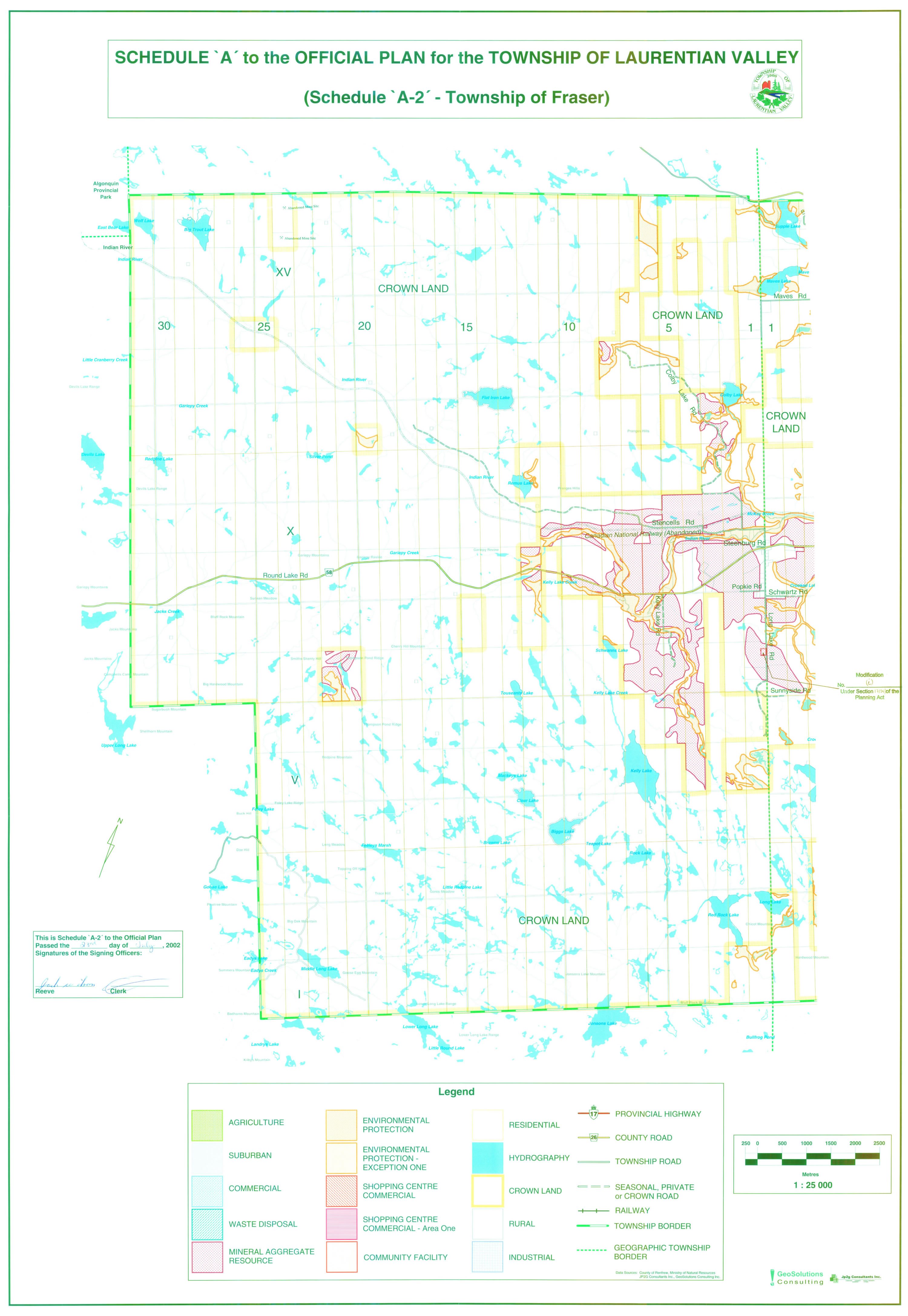 A map of schedule A to the Official Plan for the Township of Laurentian Valley - Township of Fraser.