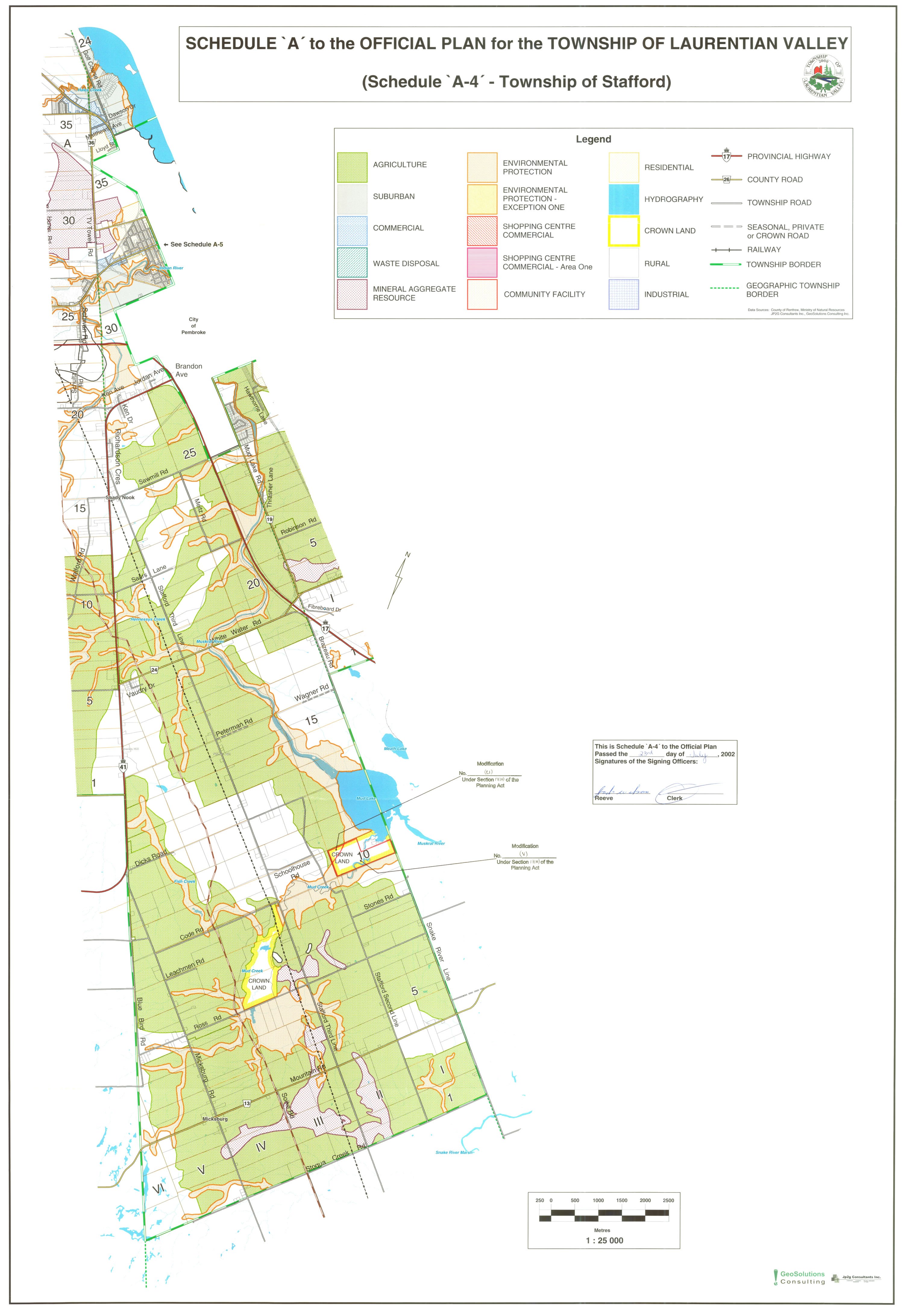 A map of schedule A to the Official Plan for the Township of Laurentian Valley - Township of Stafford.