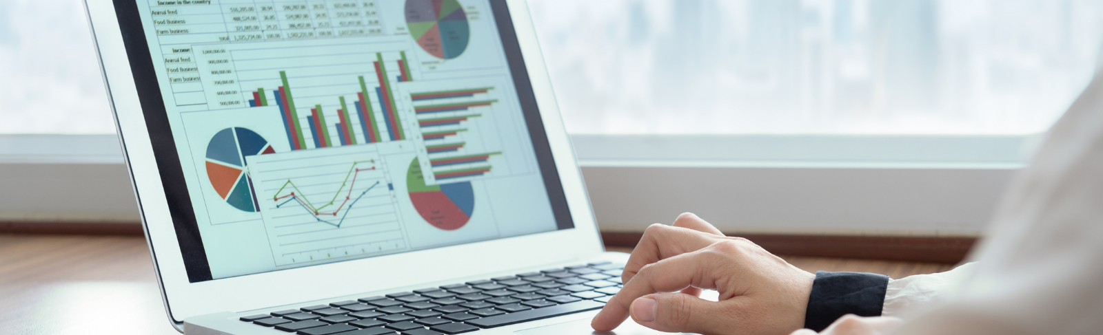 Computer screen with graphs and charts.