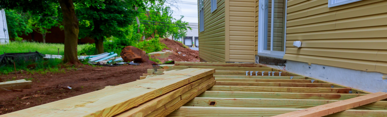 A deck being constructed.