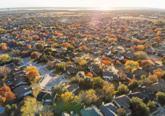 Aerial shot of a subdivision.