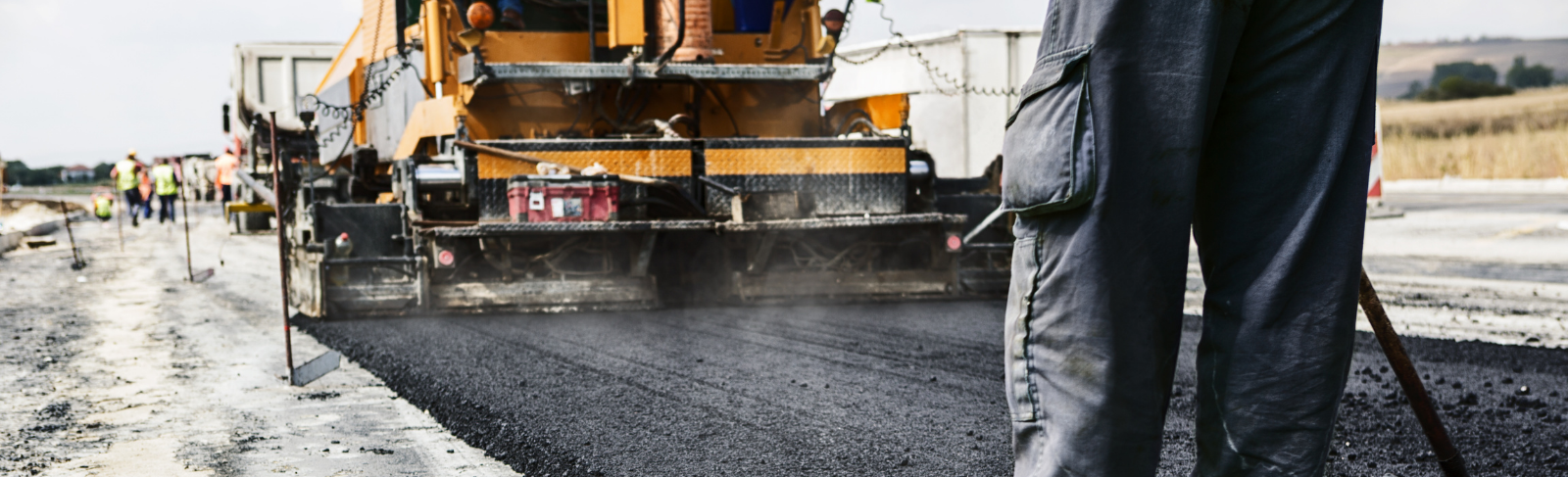 Road paving construction in progress.