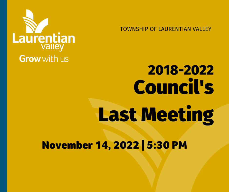 Graphic with text announcing last meeting.