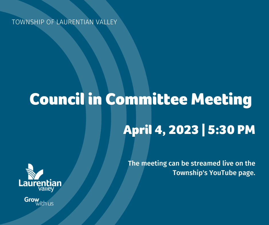 Graphic with information about the council in committee meeting on April 4th.