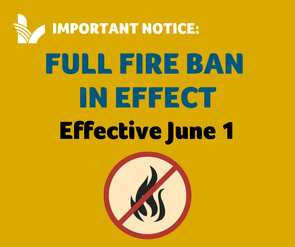 Graphic announcing a full fire ban in the township.