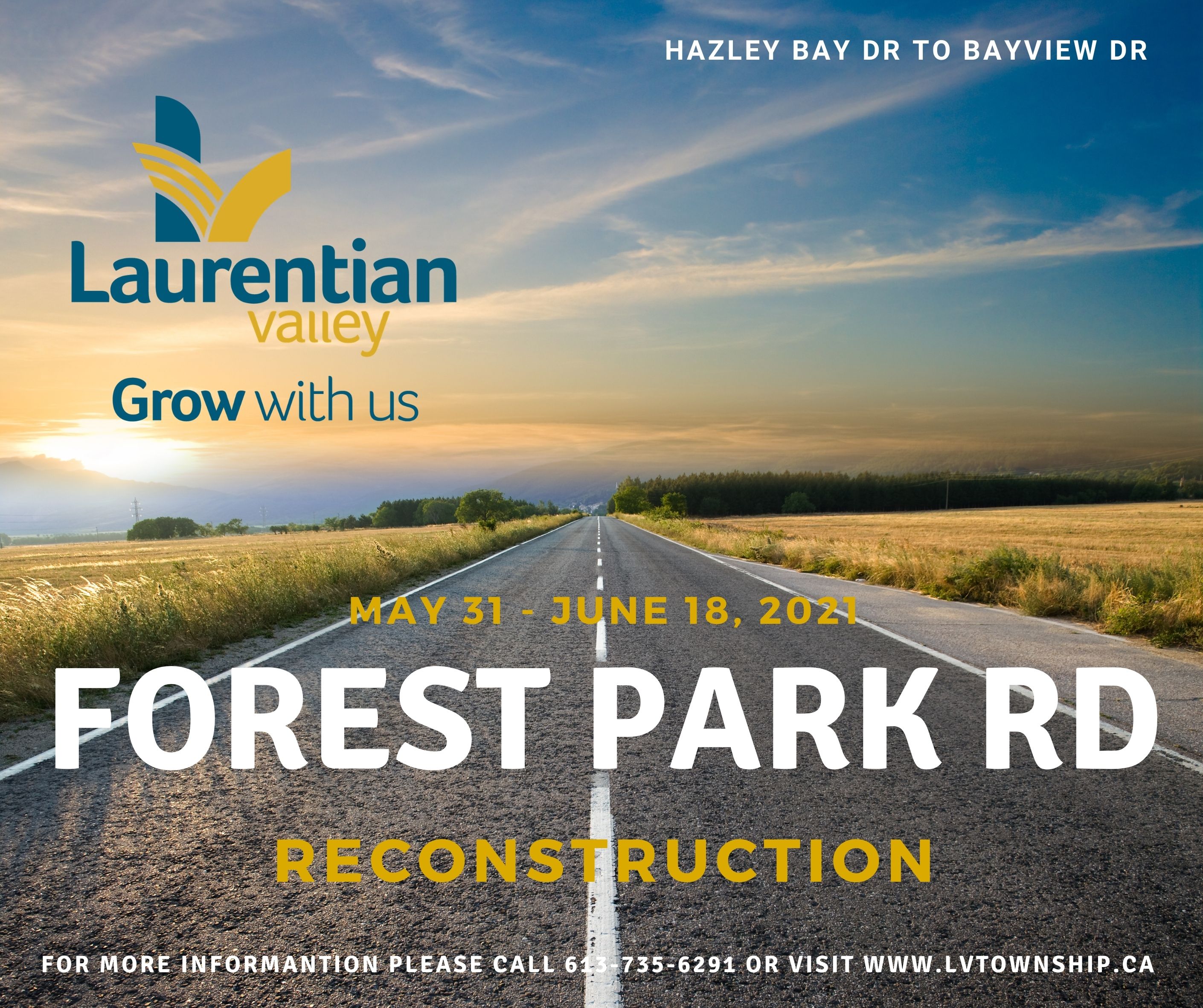 Graphic informing of Forest Park Road reconstruction.