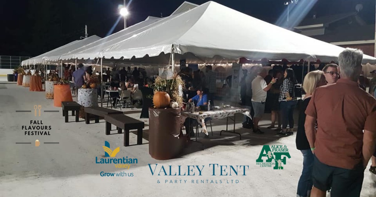2022 Laurentian Valley Fall Flavours Festival logos and landscape view during the event.