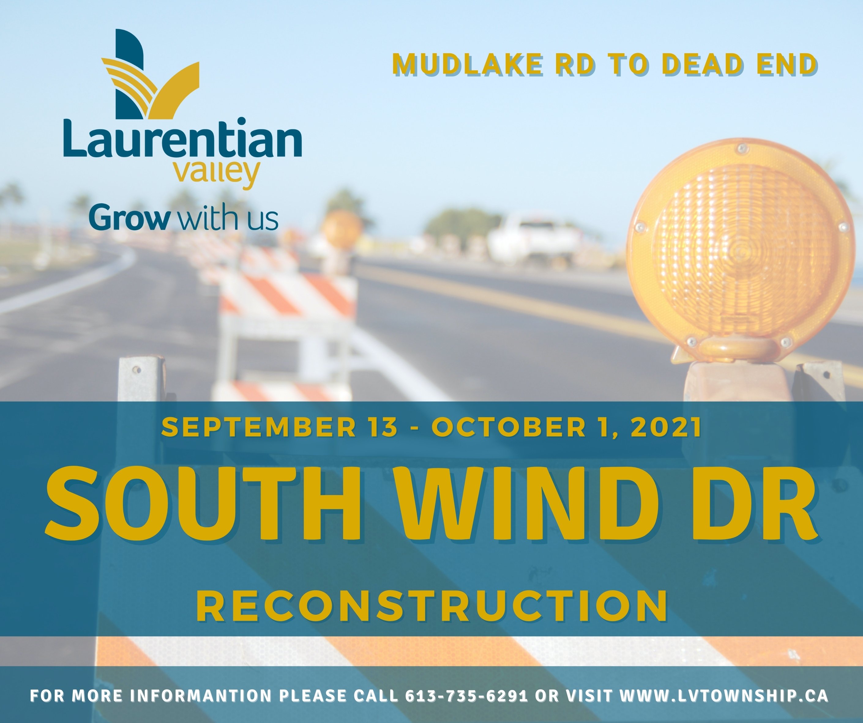 Graphic informing of South Wind Drive Reconstruction.