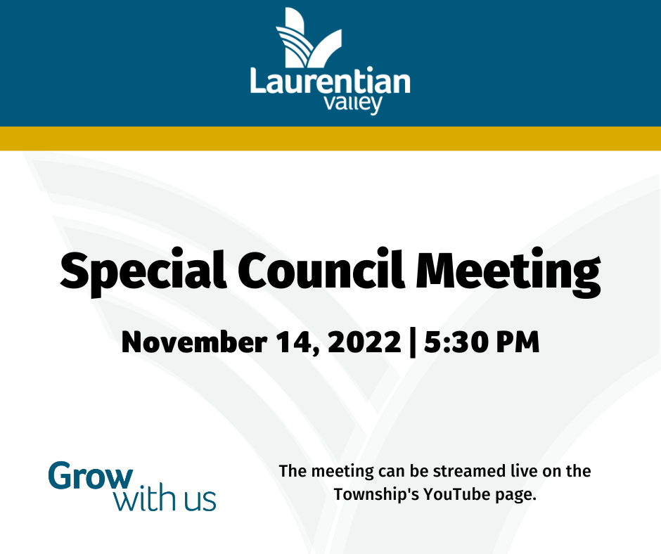 Graphic with information about the Special Council Meeting on November 14th. 