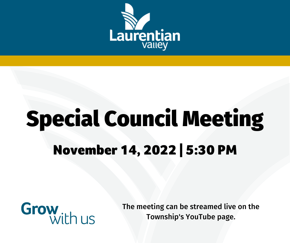 Graphic with information about the Special Council Meeting on November 14th.