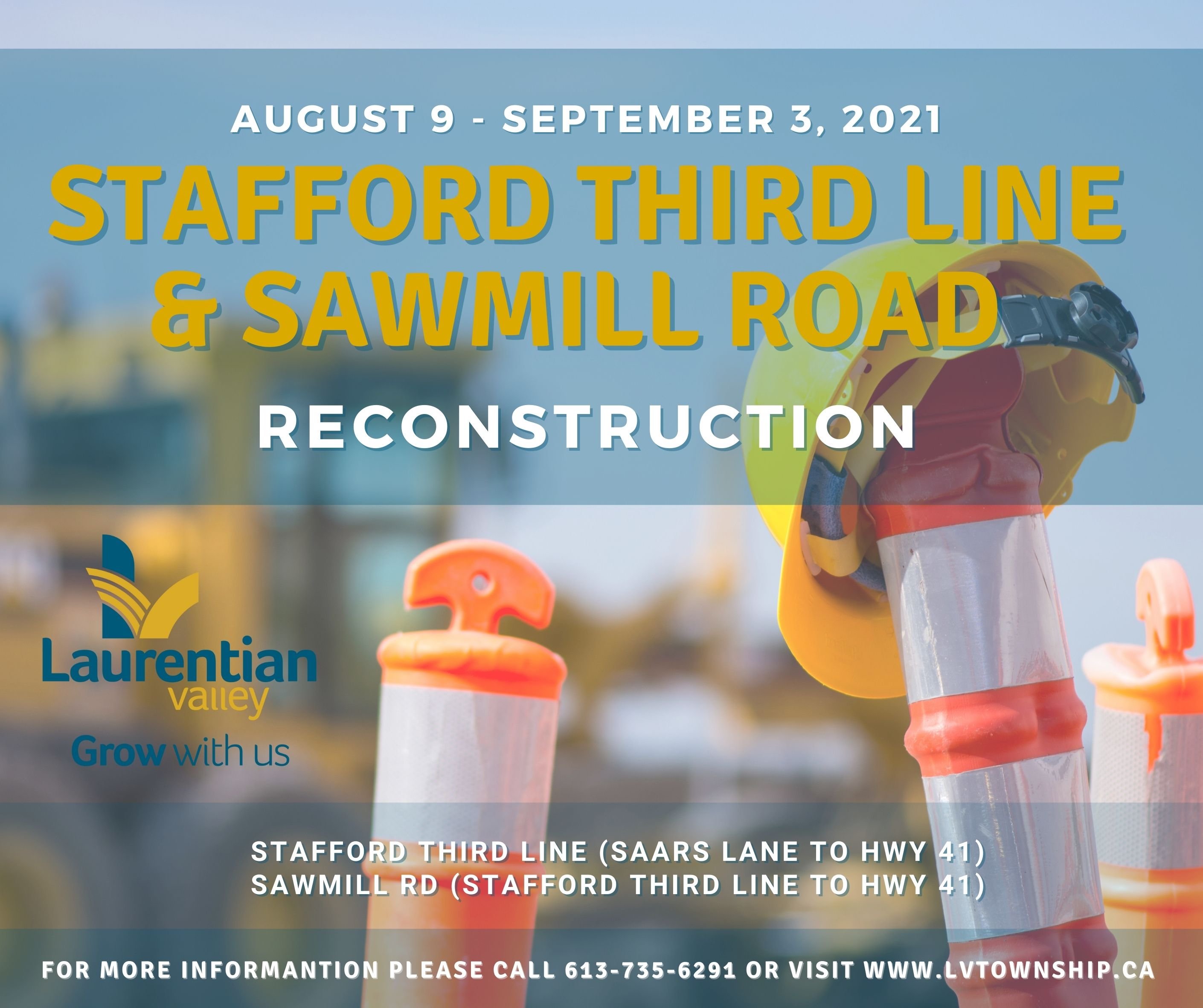 Graphic informing of Stafford Third Line road construction.
