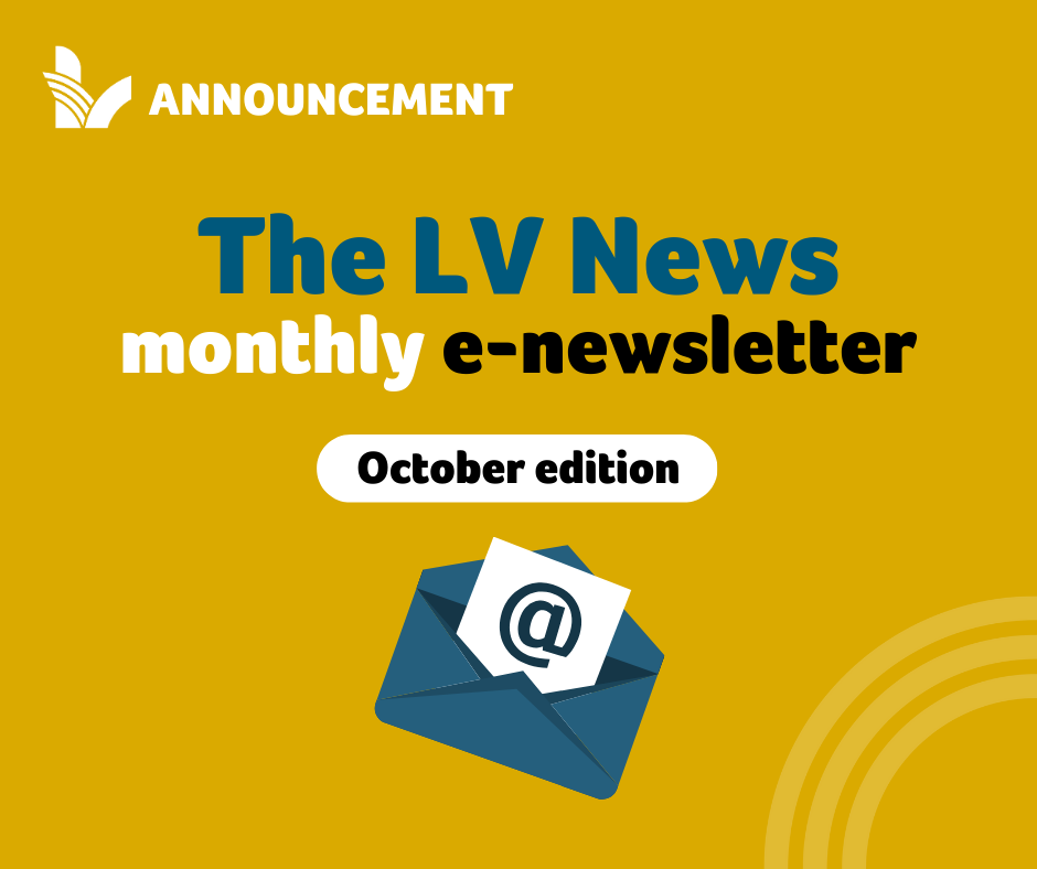 Graphic with branded yellow background with information about the October e-newsletter.