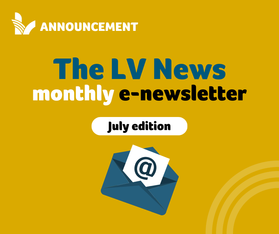Graphic with information about the July e-newsletter.