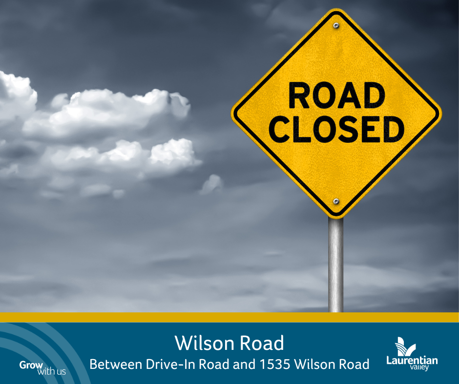 Graphic about the emergency road closure of Wilson Road.