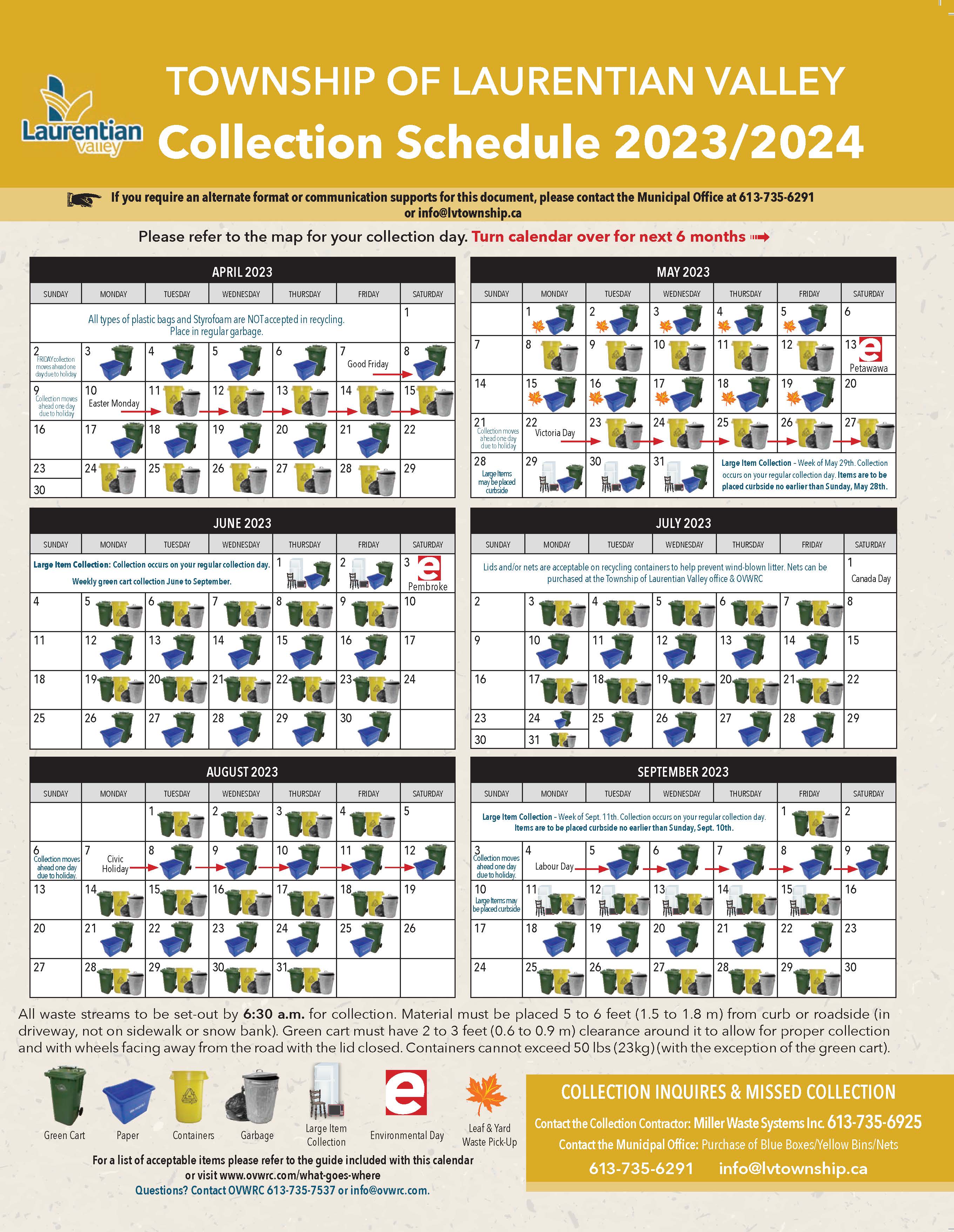 Collection Schedules Township of Laurentian Valley