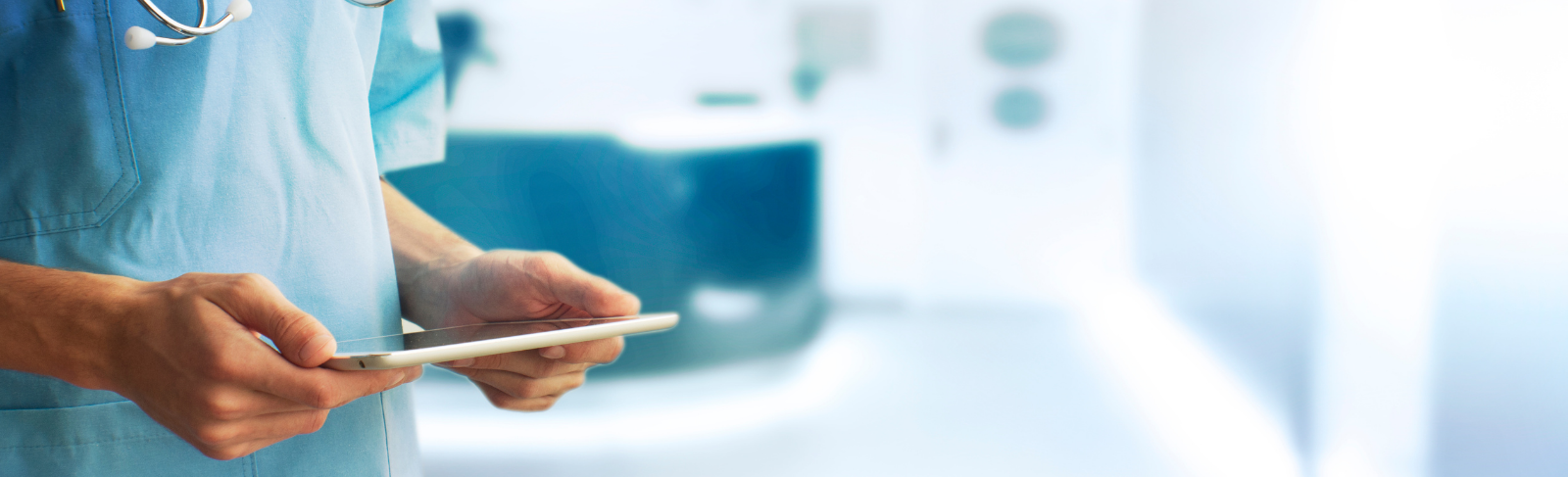 Medical professional with an ipad.