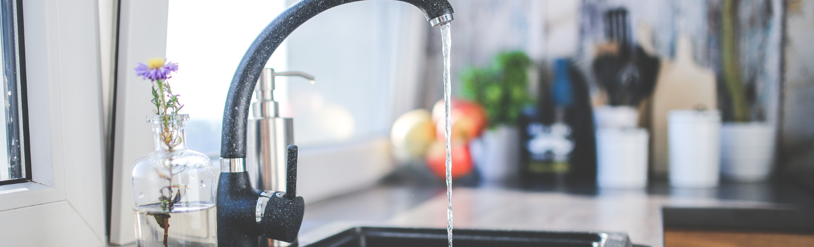 Water coming from a faucet.