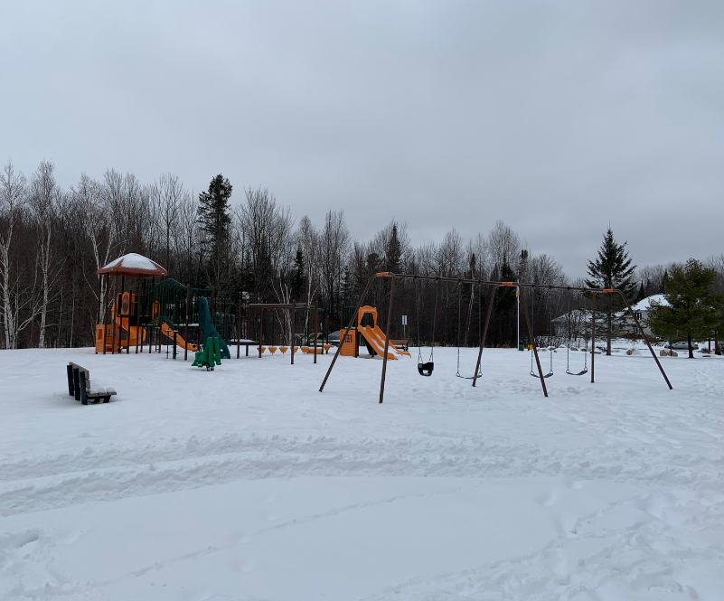 Play structure equipment in the winter.