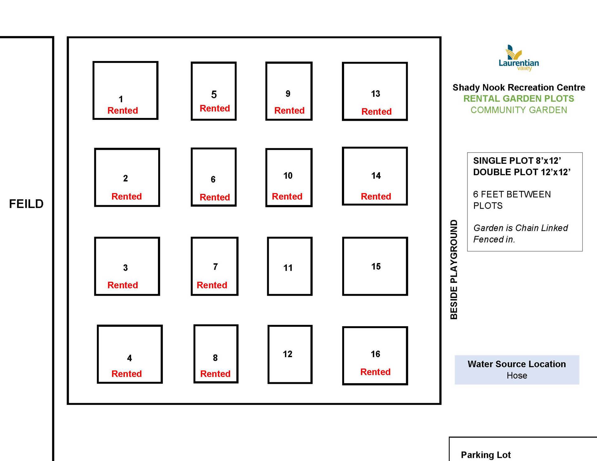 Image of available plots at Shady Nook Rec Centre.